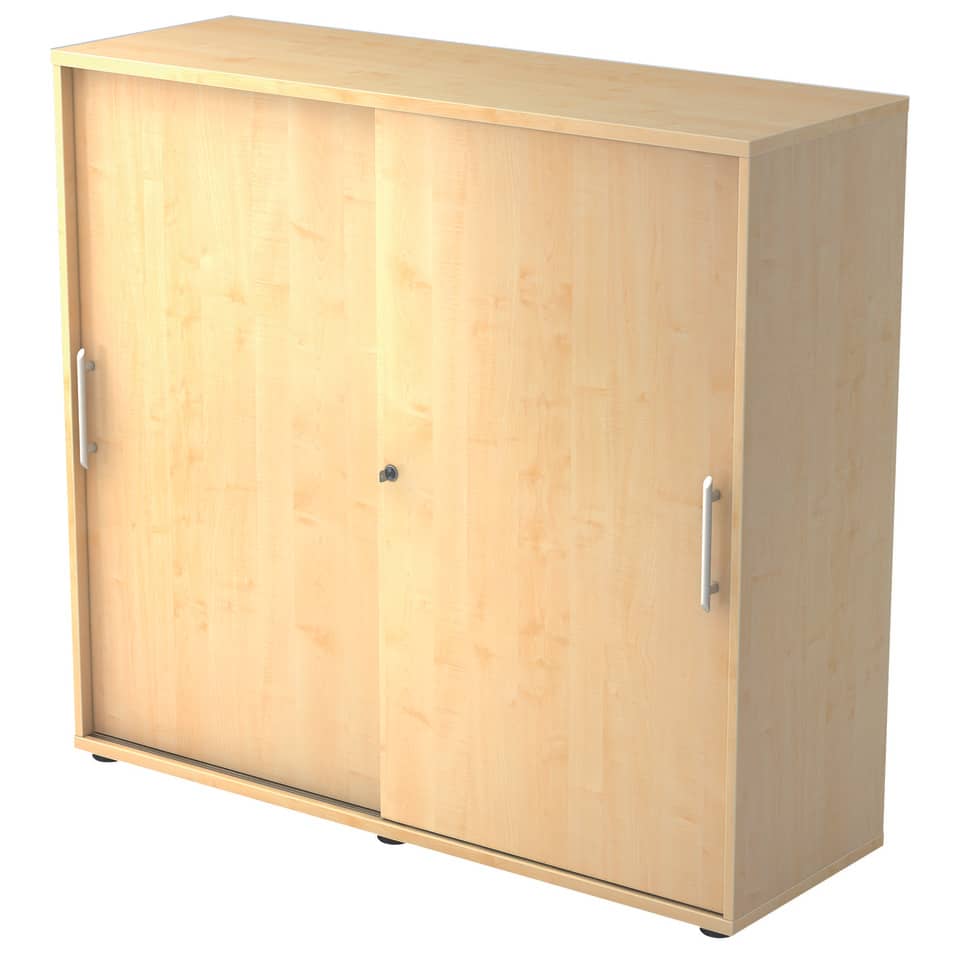 Hammerbacher Schiebetürschrank - 3OH, 120 cm, Relinggriff, Ahorn/Ahorn