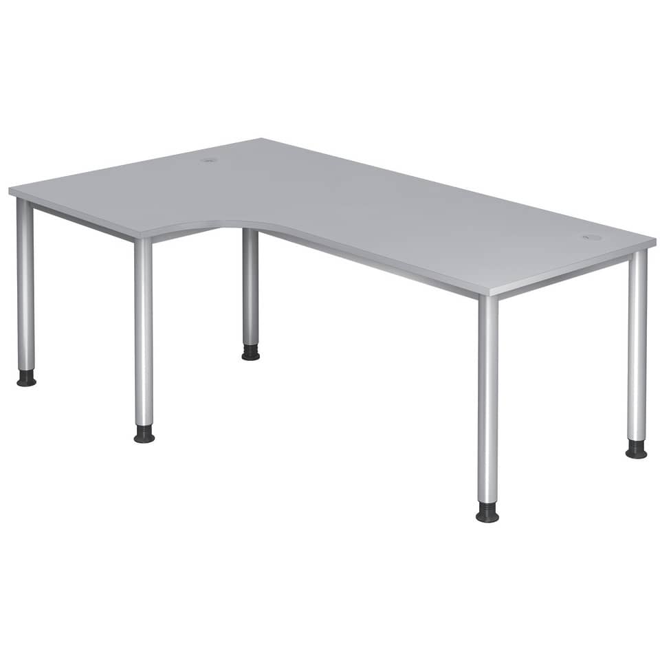 Hammerbacher Winkeltisch 4-Fuß-Gestell rund -200 x 68,5-81 - 120 cm, höhenverstellbar, Winkel 90°, Grau/Silber, mit Montageservice