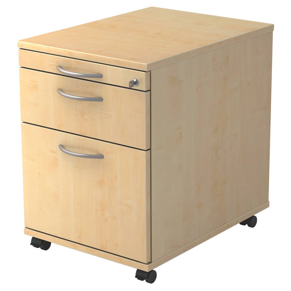 Hammerbacher Rollcontainer - 42,8 x 59 x 58 cm, 1 Schub, Hängeregistratur, Bogengriff, Ahorn