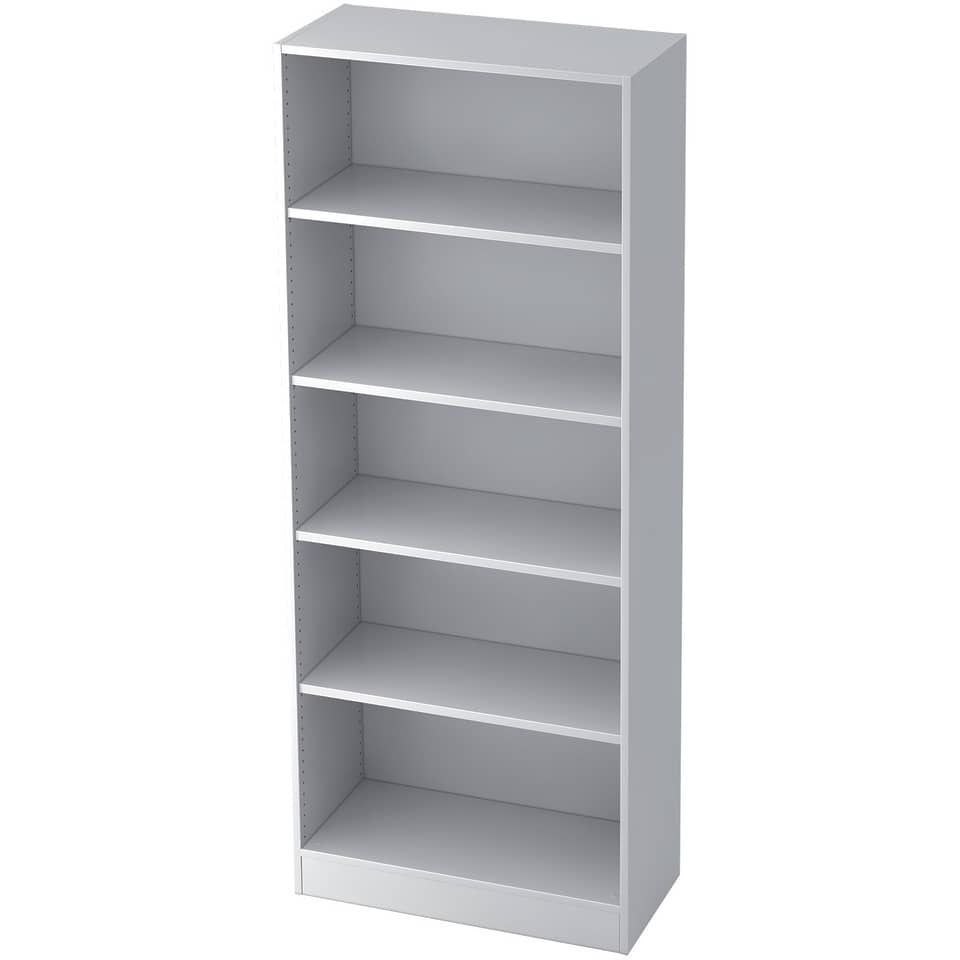 Hammerbacher Regal - breit, 5OH, 80 cm breit, Sockelblende, Weiß