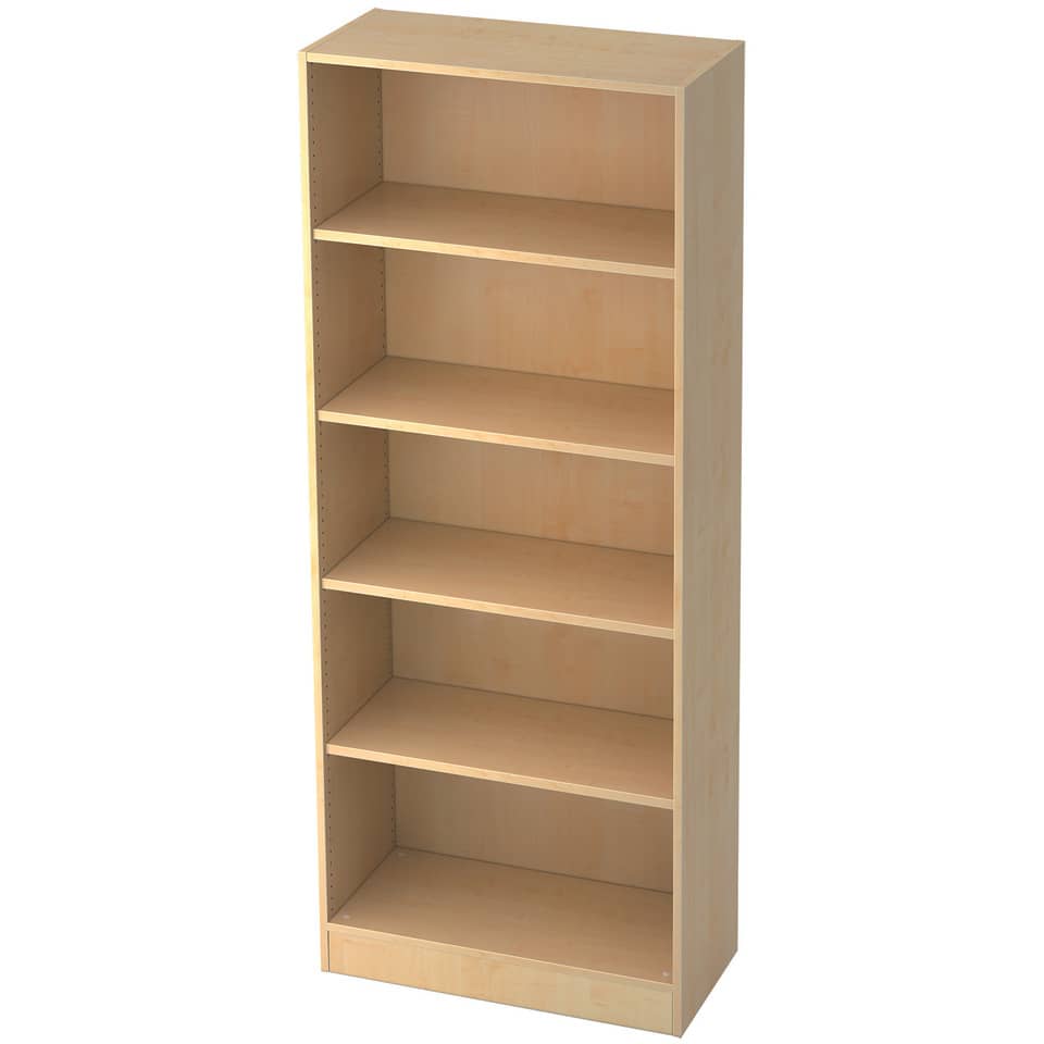 Hammerbacher Regal - breit, 5OH, 80 cm breit, Sockelblende, Ahorn