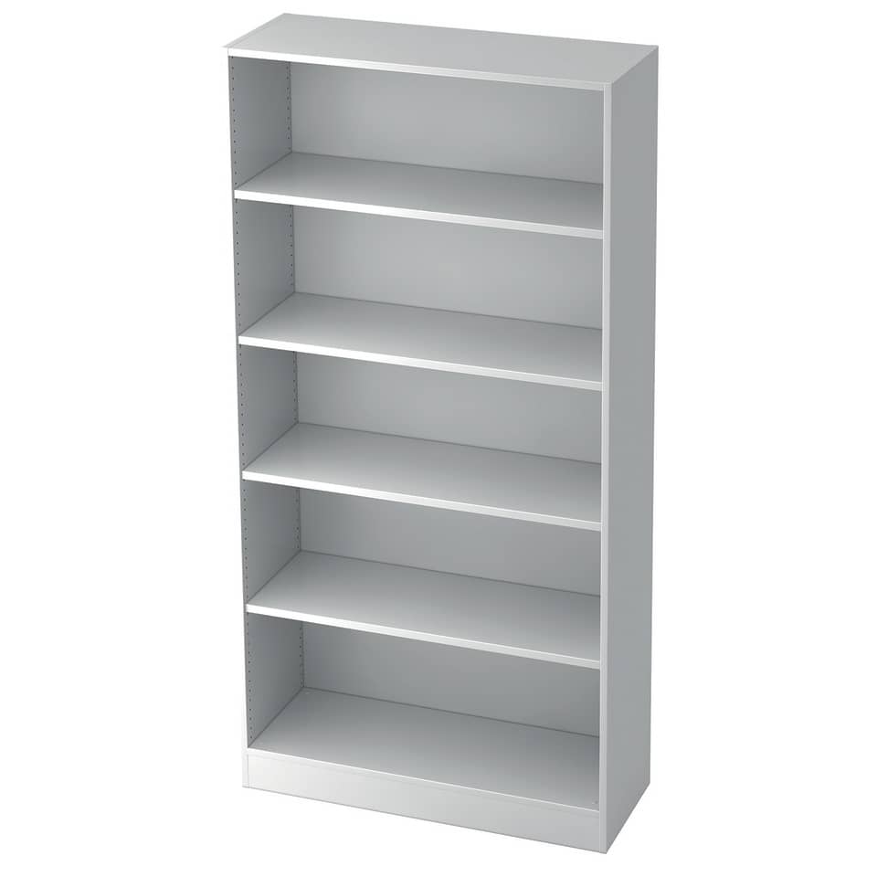 Hammerbacher Regal - breit, 5OH, 100 cm breit, Sockelblende, Weiß