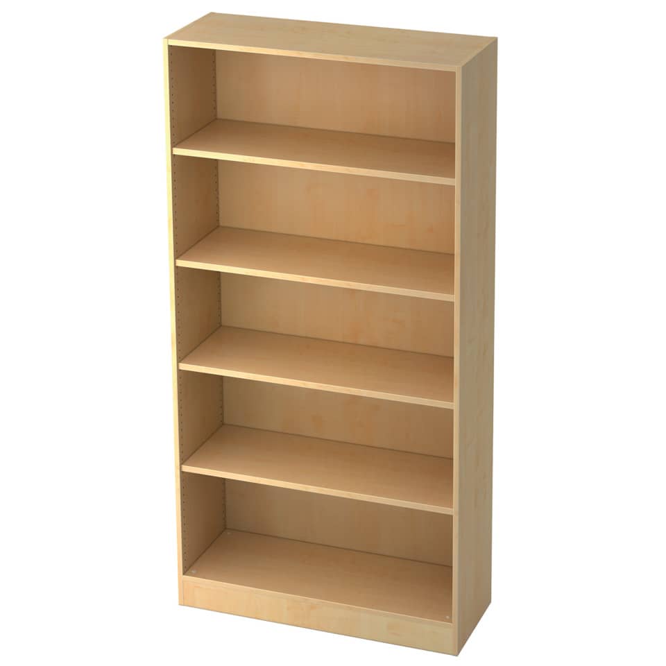 Hammerbacher Regal - breit, 5OH, 100 cm breit, Sockelblende, Ahorn