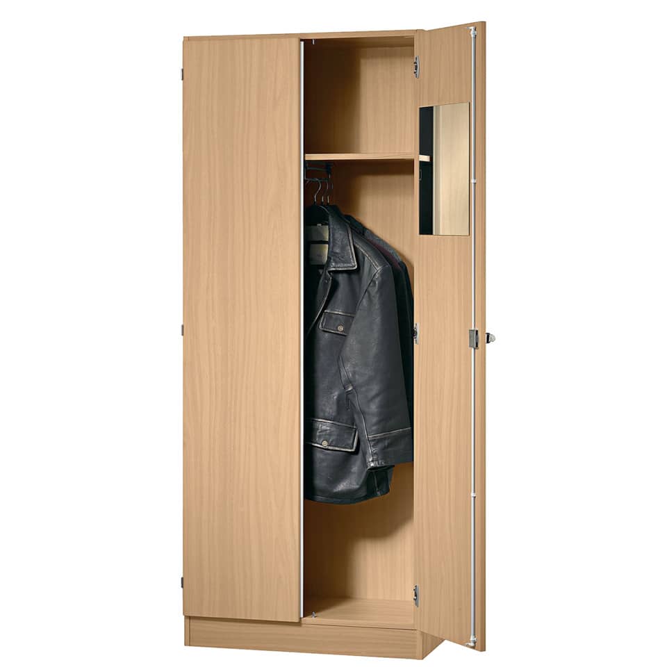 Hammerbacher Garderobenschrank - 80 x 200,4 x 42 cm, Konstruktionsboden/Kleiderstange/Sockelblende, Ahorn/Ahorn