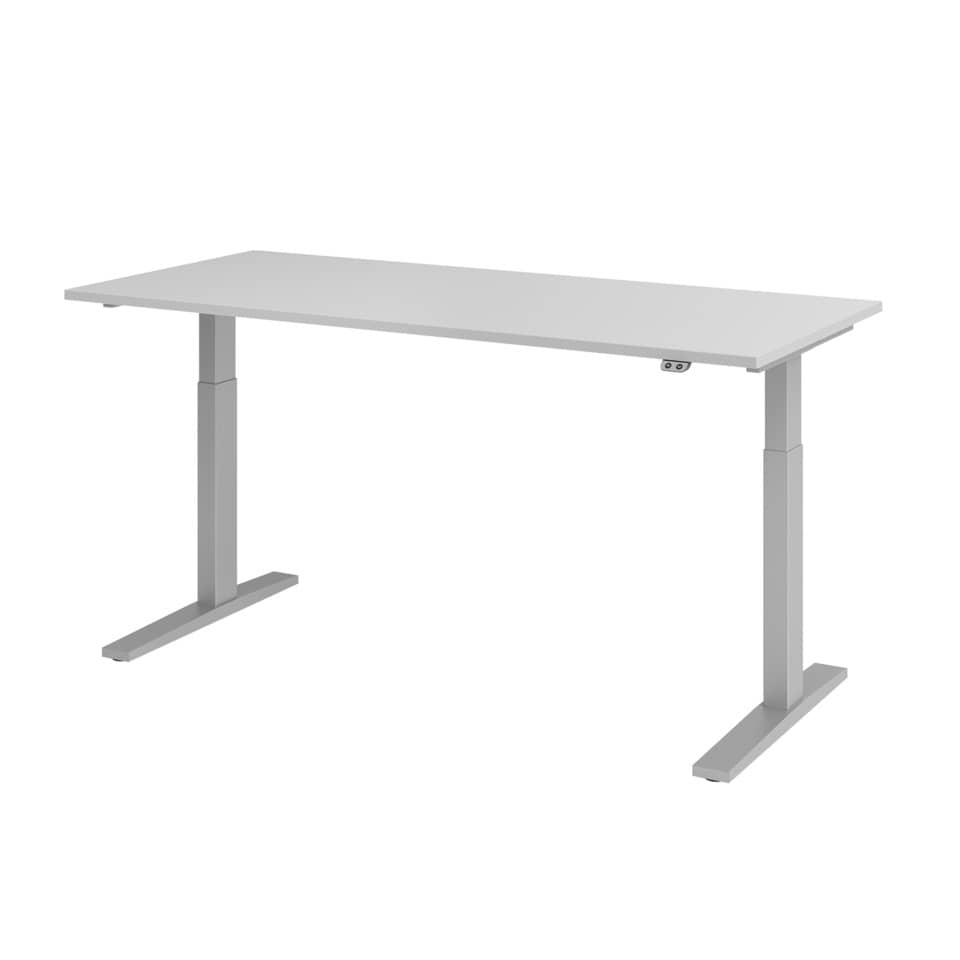 Hammerbacher Schreibtisch T-Fuß elektrisch - 180 x 80 x 70-120 cm, höhenverstellbar, grau/silber