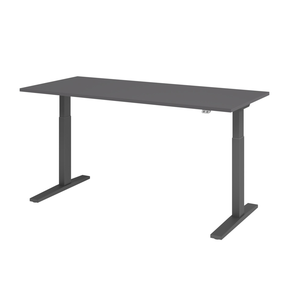 Hammerbacher Schreibtisch T-Fuß elektrisch - 180 x 80 x 70-120 cm, höhenverstellbar, graphit/graphit