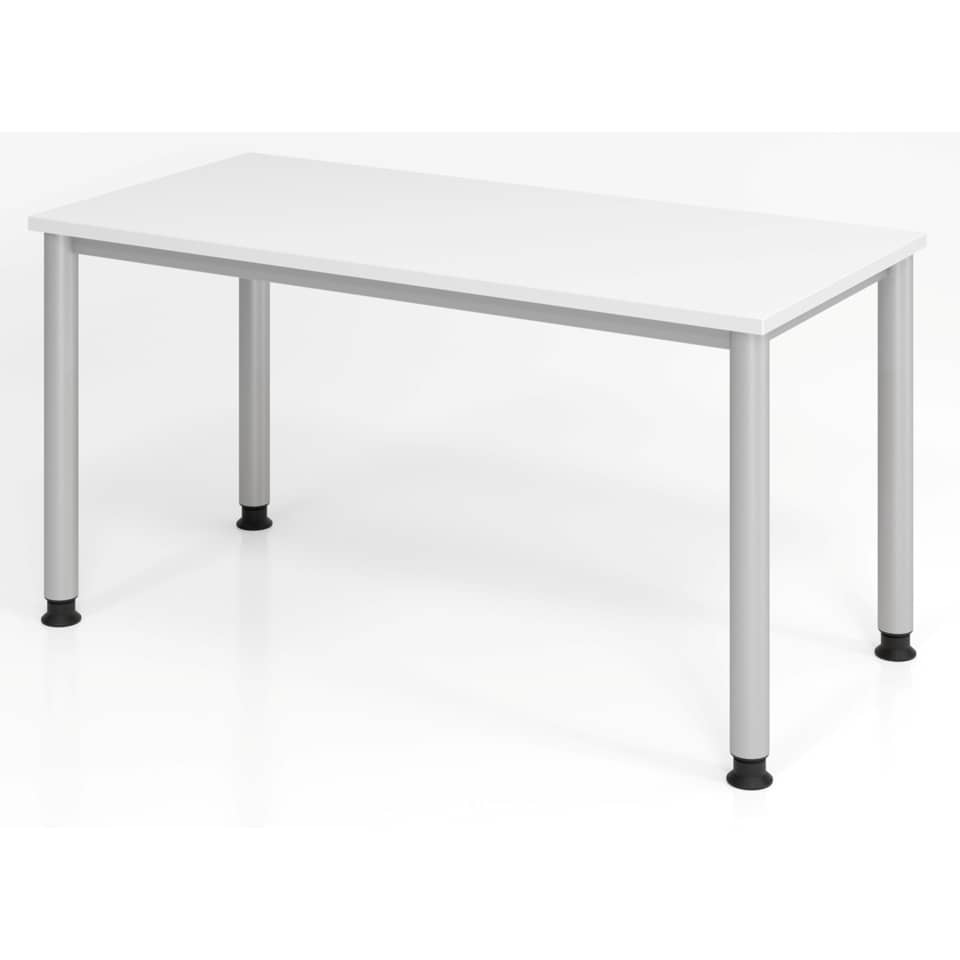 Hammerbacher Schreibtisch Mini Office H-Serie weiß/silber