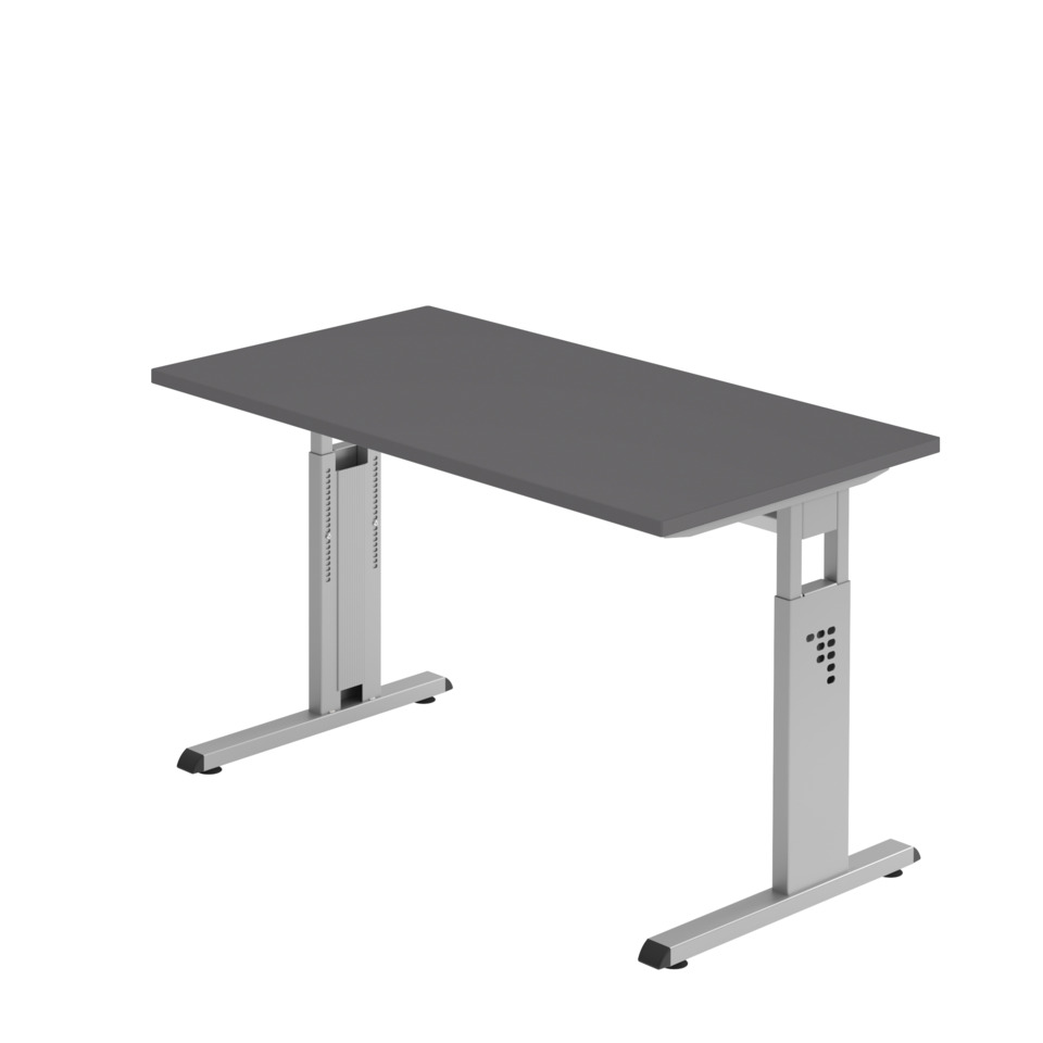 Hammerbacher Schreibtisch Mini Office O-Serie, C-Fuß - 120 x 65-85 x 67 cm, graphit/silber