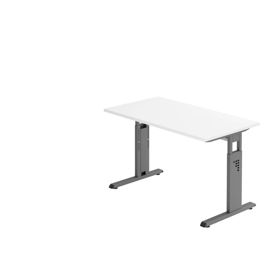 Hammerbacher Schreibtisch Mini Office O-Serie, C-Fuß - 120 x 65-85 x 67 cm, weiß/graphit