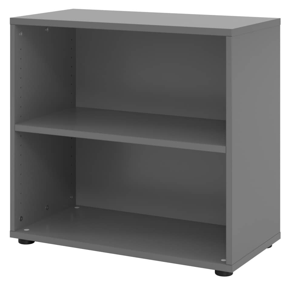 Hammerbacher Regal - breit, 2 OH, 80 cm breit, ohne Sockelblende, Graphit