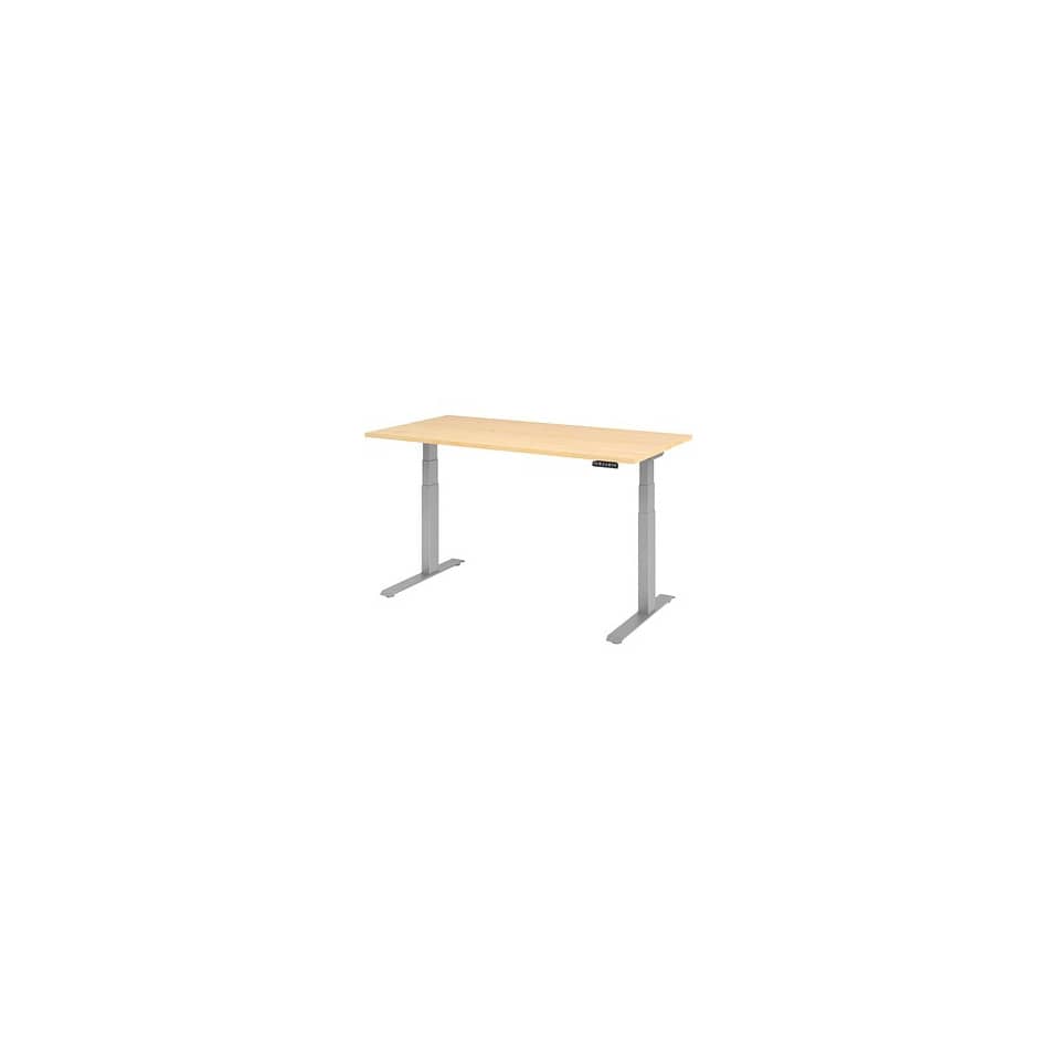Hammerbacher Schreibtisch C-Fuß elektrisch - 160 x 80 x 64-129 cm, höhenverstellbar, Ahorn/silber