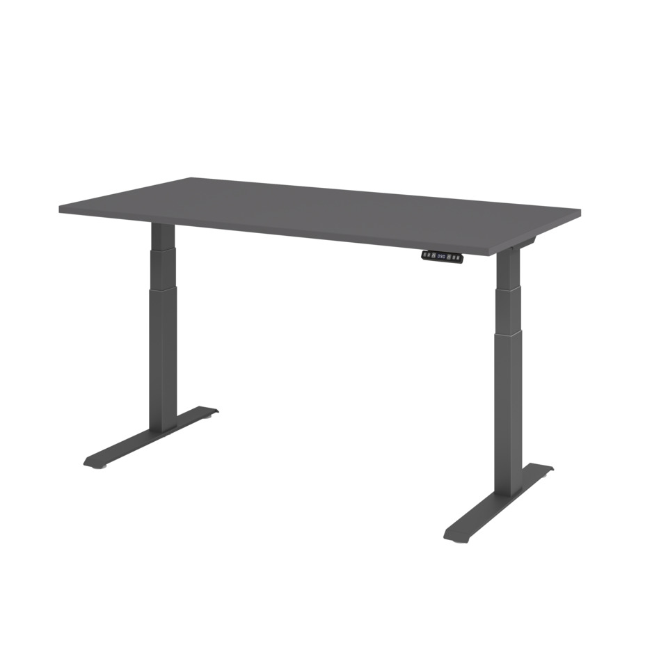 Hammerbacher Schreibtisch C-Fuß elektrisch - 160 x 80 x 64-129 cm, höhenverstellbar, graphit/graphit
