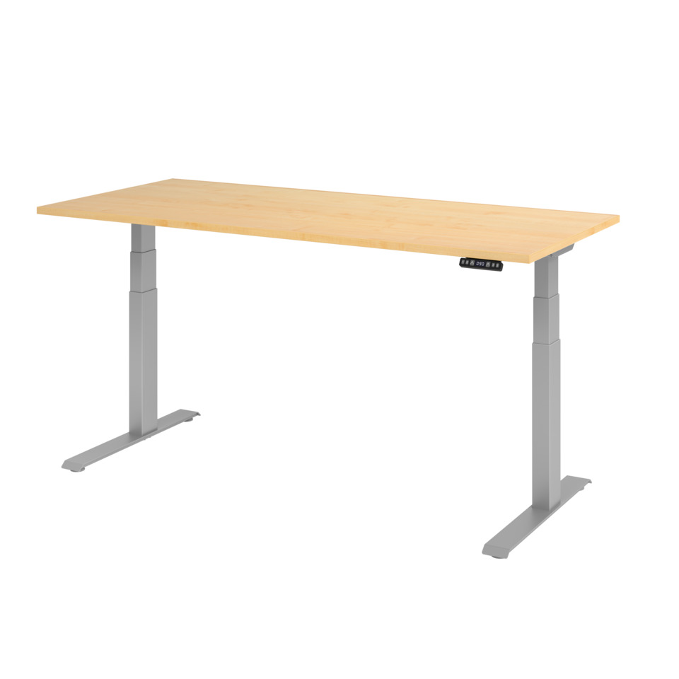 Hammerbacher Schreibtisch C-Fuß elektrisch - 180 x 80 x 64-129 cm, höhenverstellbar, Ahorn/silber