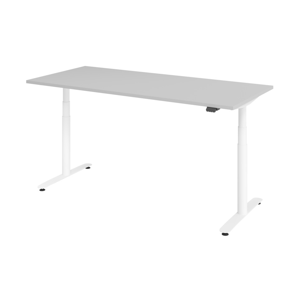 Hammerbacher Schreibtisch T-Fuß elektrisch - 180 x 80 x 63-167 cm, höhenverstellbar, grau/silber