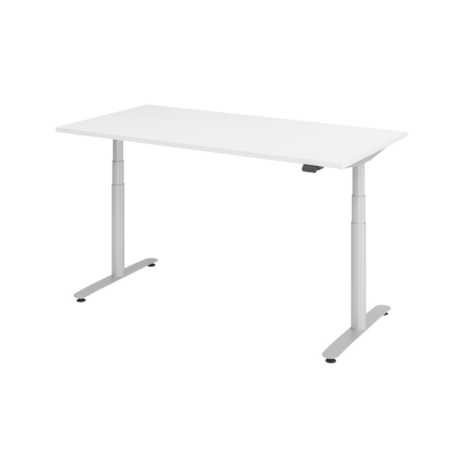Hammerbacher Schreibtisch T-Fuß elektrisch - 160 x 80 x 63-167 cm, höhenverstellbar, weiß/Graphit, Montageservice