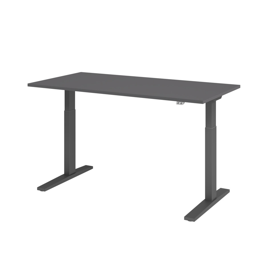 Hammerbacher Schreibtisch T-Fuß elektrisch - 160 x 80 x 70-120 cm, höhenverstellbar, graphit/graphit, Montageservice