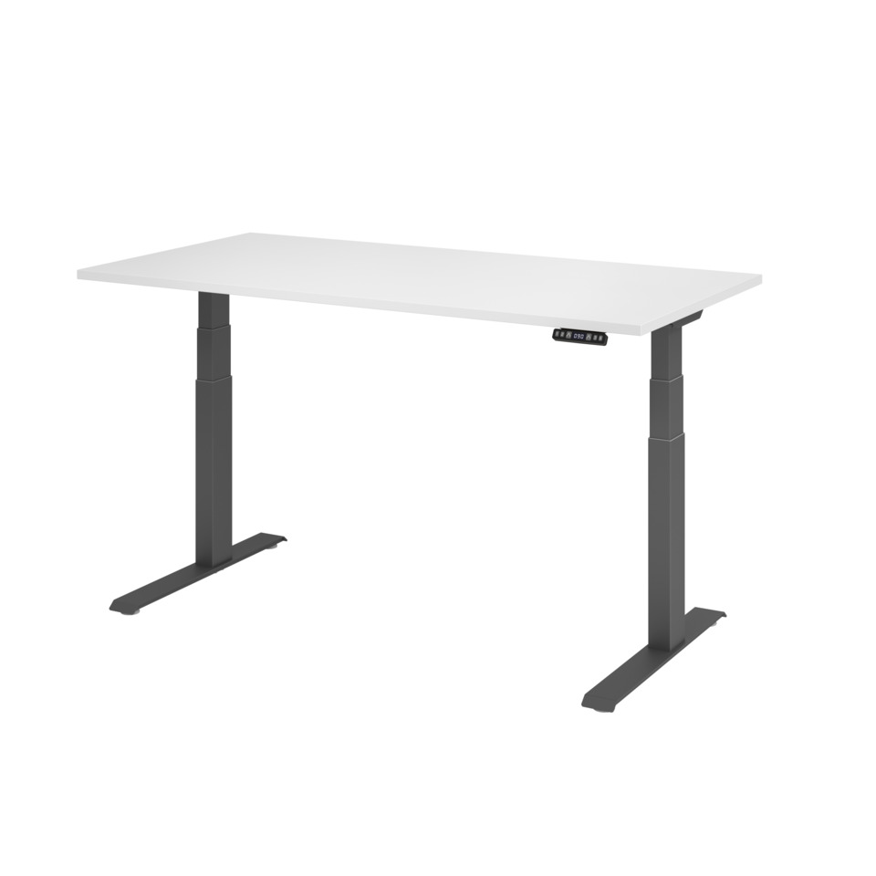 Hammerbacher Schreibtisch C-Fuß elektrisch - 160 x 80 x 64-129 cm, höhenverstellbar, weiß/graphit