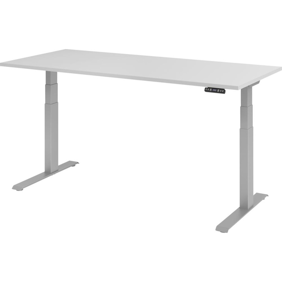Hammerbacher Schreibtisch C-Fuß elektrisch - 180 x 80 x 64-129 cm, höhenverstellbar, grau/silber
