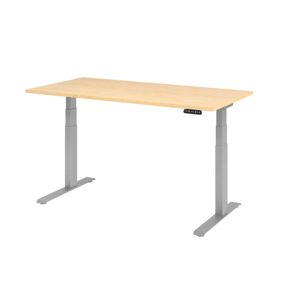 Hammerbacher Schreibtisch C-Fuß elektrisch - 160 x 80 x 64-129 cm, höhenverstellbar, Ahorn/silber