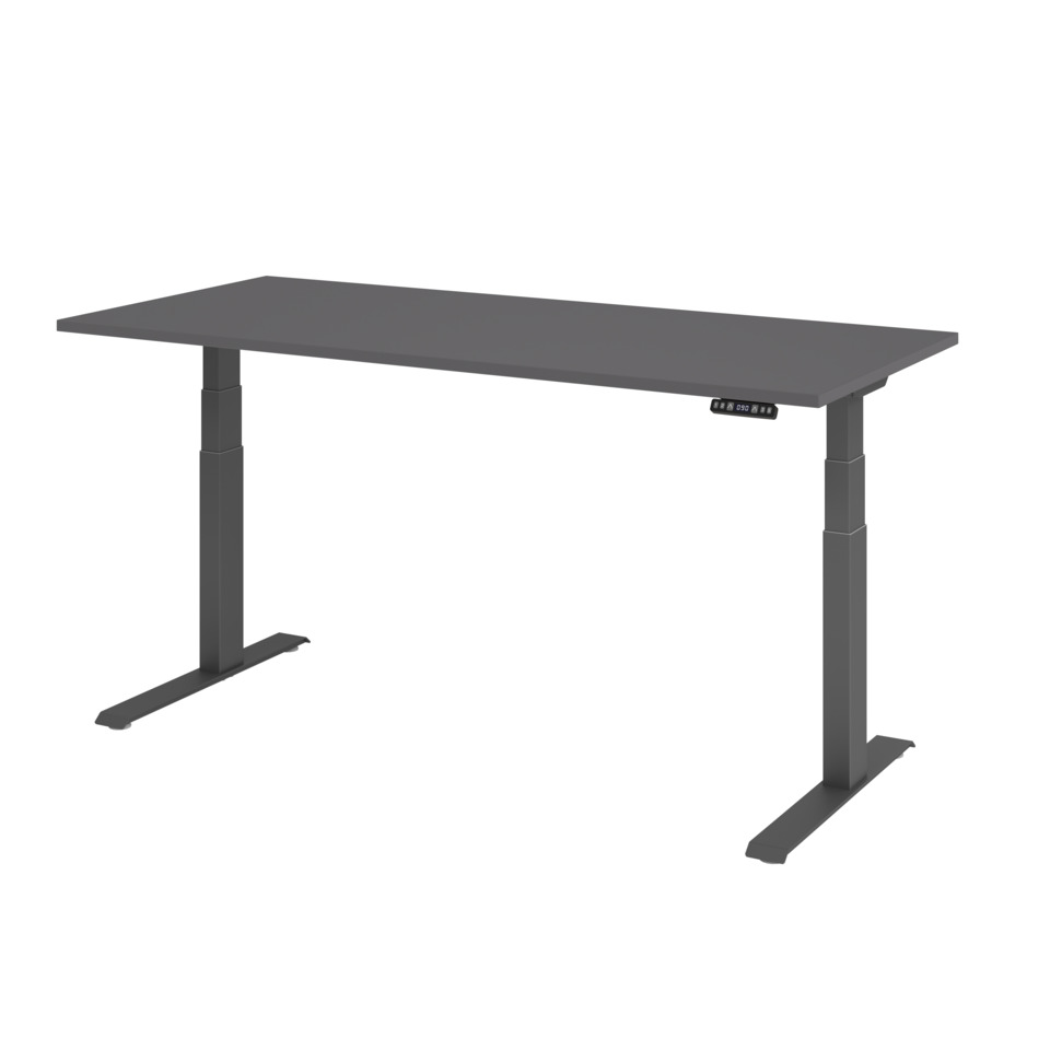 Hammerbacher Schreibtisch C-Fuß elektrisch - 180 x 80 x 64-129 cm, höhenverstellbar, graphit/graphit, Montageservice