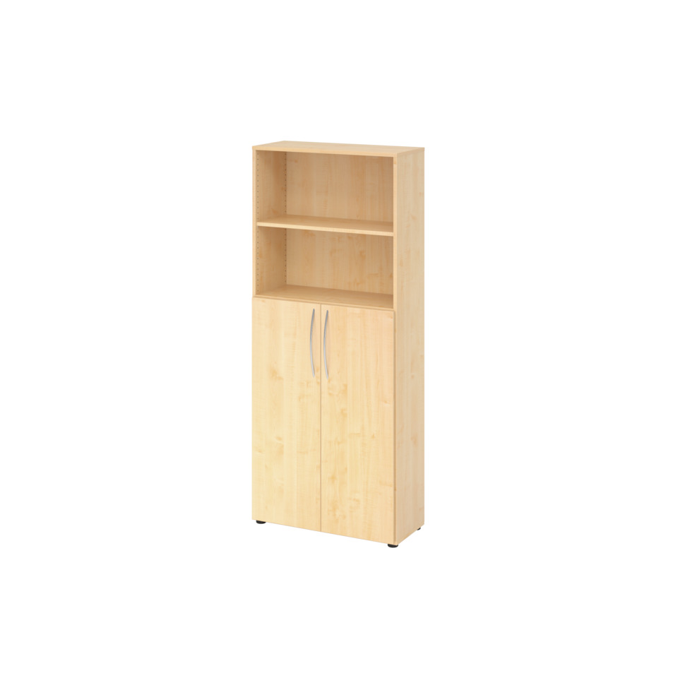 Hammerbacher Regal u. Flügeltürenschrank - 5 OH, Ahorn/Ahorn, Montageservice