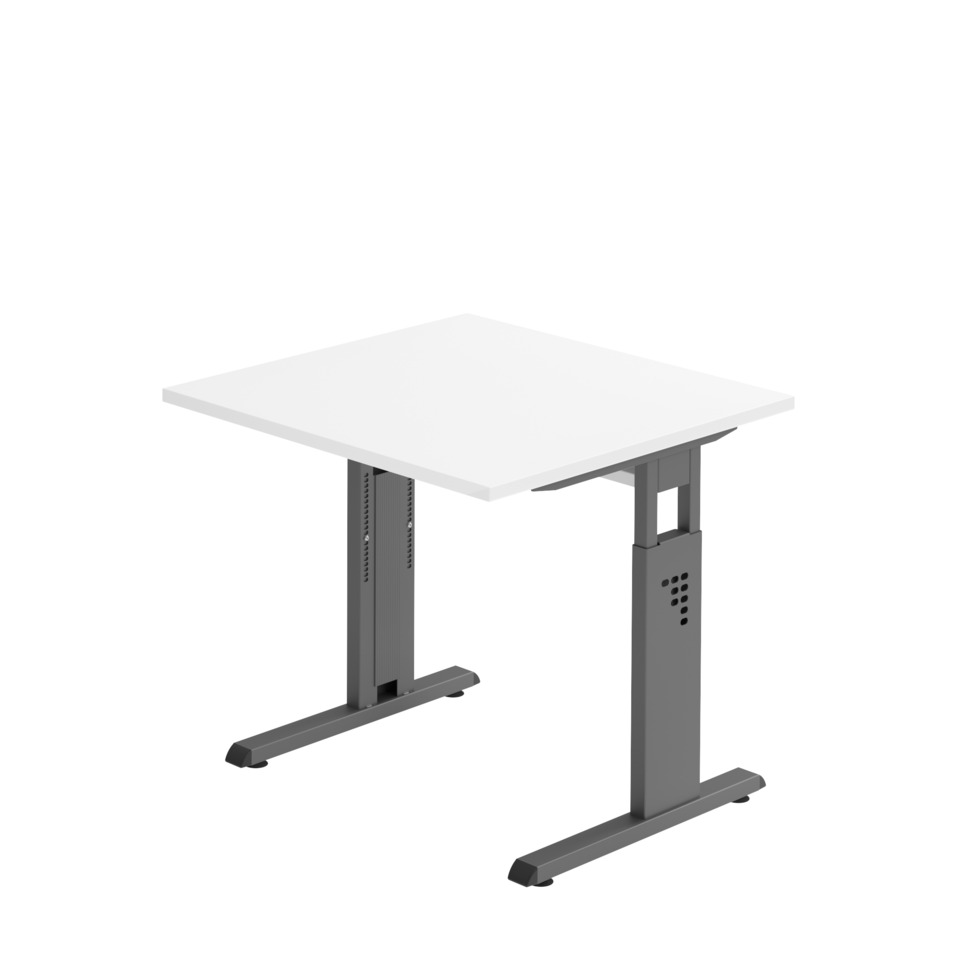 Hammerbacher Schreibtisch C-Fuß - 80 x 65-85 x 80 cm, höhenverstellbar, weiß/graphit, mit Montage