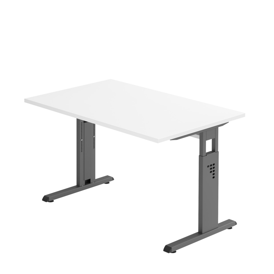 Hammerbacher Schreibtisch C-Fuß - 120 x 65-85 x 80 cm, höhenverstellbar, weiß/graphit, mit Montageservice