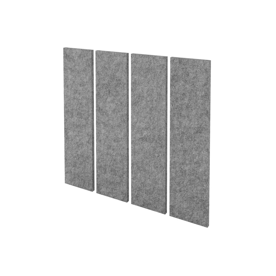 Hammerbacher Akustik-Wandpanel AWP100 - 4er Set, 100 x 25 cm - Filzoptik grau-meliert
