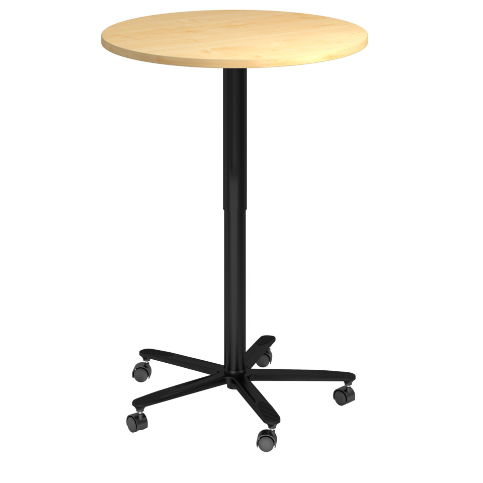 Hammerbacher Besprechungstisch, Ø80cm, höhenverstellbar, ahorn/schwarz