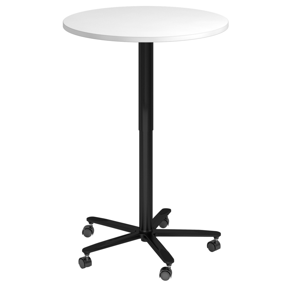 Hammerbacher Besprechungstisch, Ø80cm, höhenverstellbar, weiß/schwarz