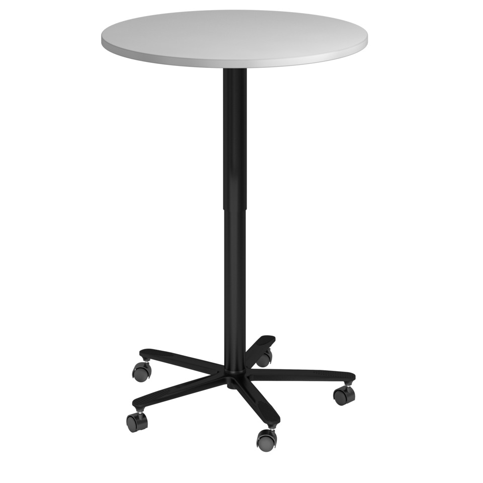 Hammerbacher Besprechungstisch, Ø80cm, höhenverstellbar, grau/schwarz