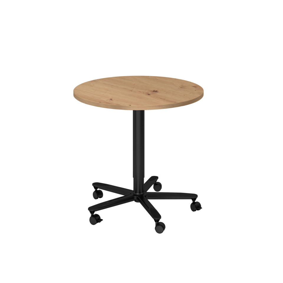 Hammerbacher Besprechungstisch, Ø80cm, höhenverstellbar, asteiche/schwarz
