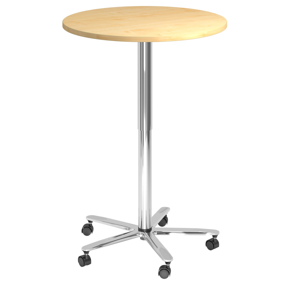 Hammerbacher Besprechungstisch, Ø80cm, höhenverstellbar, ahorn/chrome