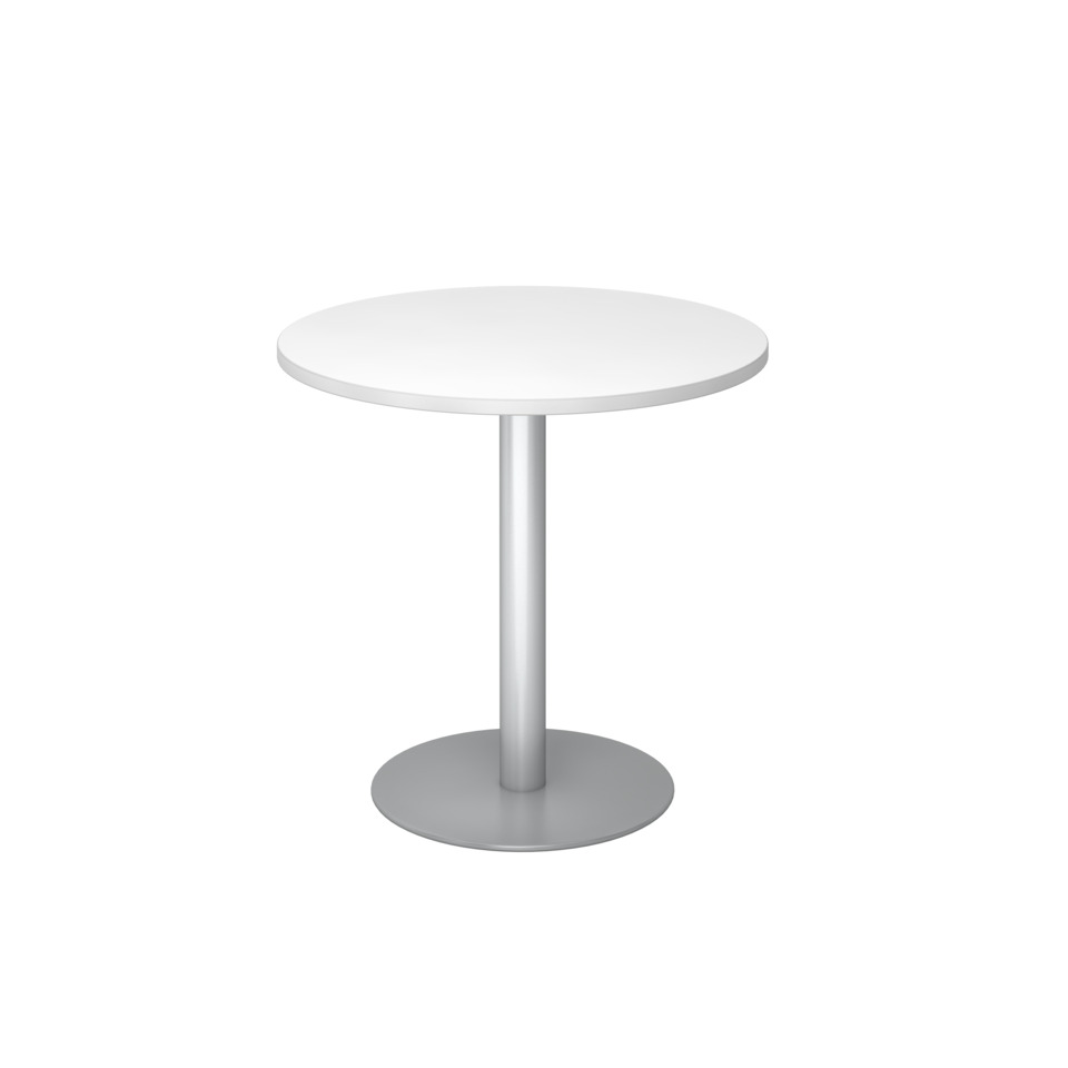 Hammerbacher Besprechungstisch, Ø80cm, weiß/silber