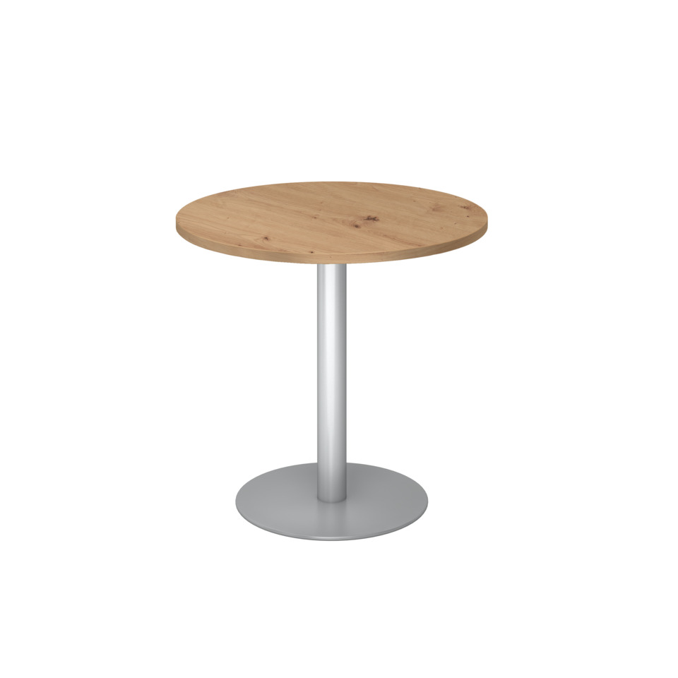 Hammerbacher Besprechungstisch, Ø80cm, asteiche/silber
