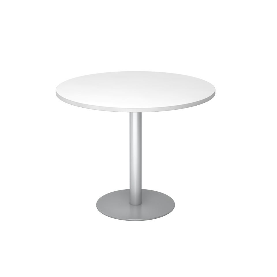 Hammerbacher Besprechungstisch, Ø100cm, weiß/silber