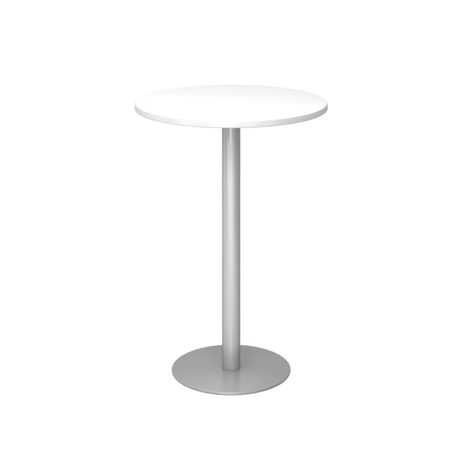 Hammerbacher Stehtisch - Ø 80 cm, rund, weiß/silber, mit Montage