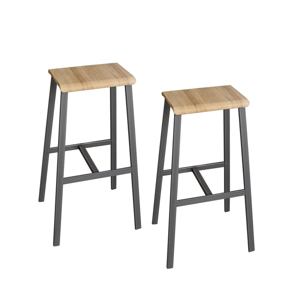 Hammerbacher Barhocker, 2er Set, asteiche/grau
