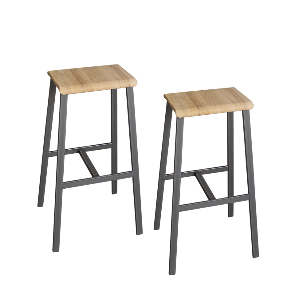 Hammerbacher Barhocker, 2er Set, asteiche/grau