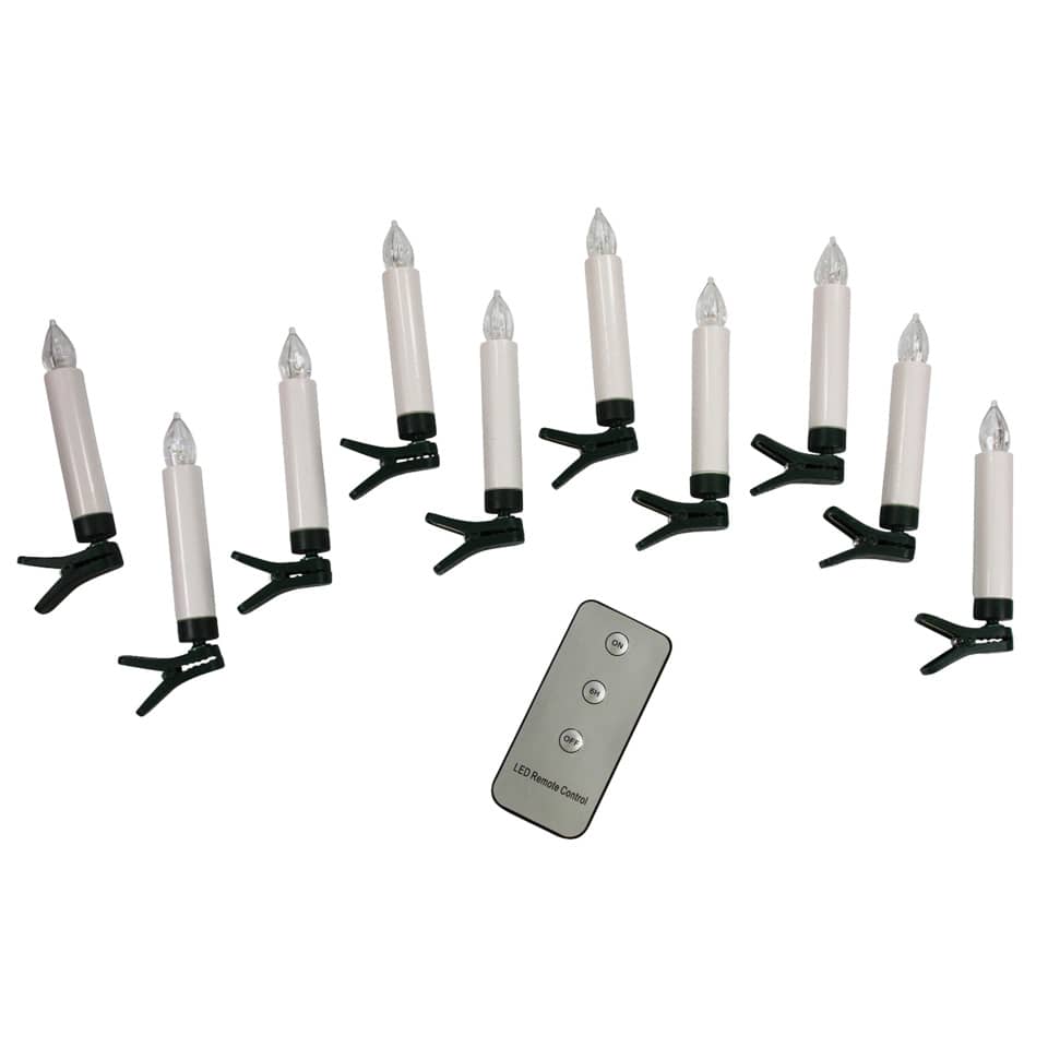 Christbaumkerze LED - inkl Batterien und Fernbedienung, 10 Stück, weiß