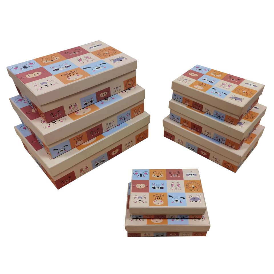 Geschenkkarton Baby Tiere - 8-tlg. flach