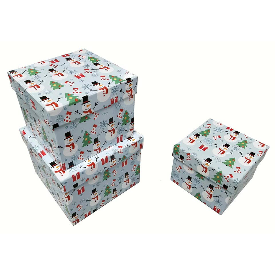 Weihn. Geschenkkarton Kind Schneemann - 3-tlg.