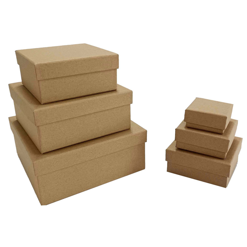 Geschenkkarton natur Packpapier 6-teilig Quadrat