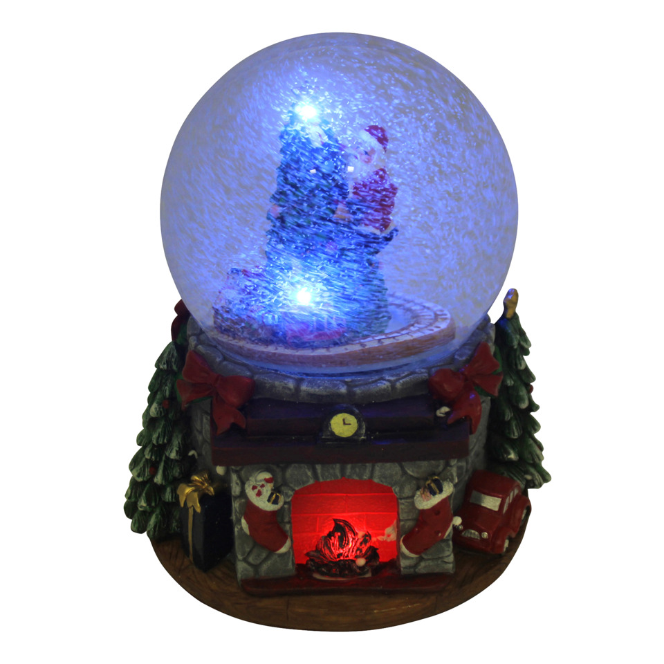 Weihnachtsschneekugel Kamin LED + Musik, 17 x 15 x 19,5 cm