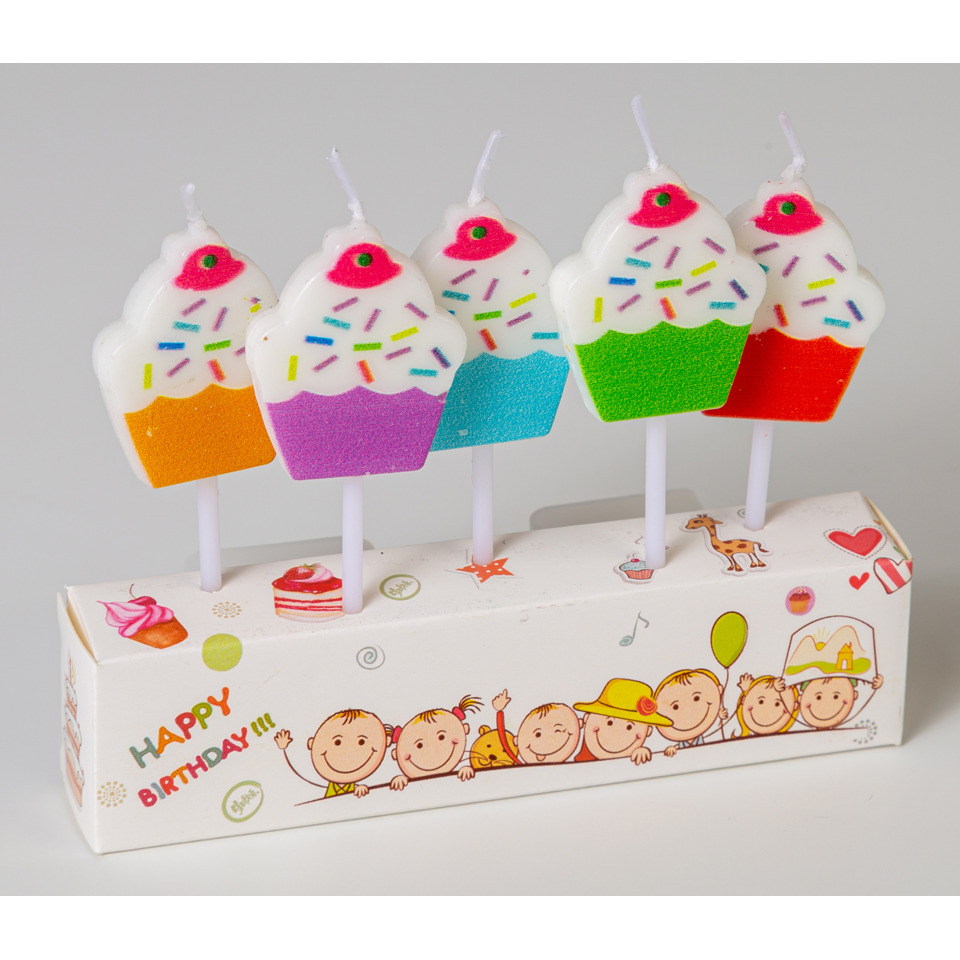 Geburtstagskerze sortiert 5 Stück Kuchen
