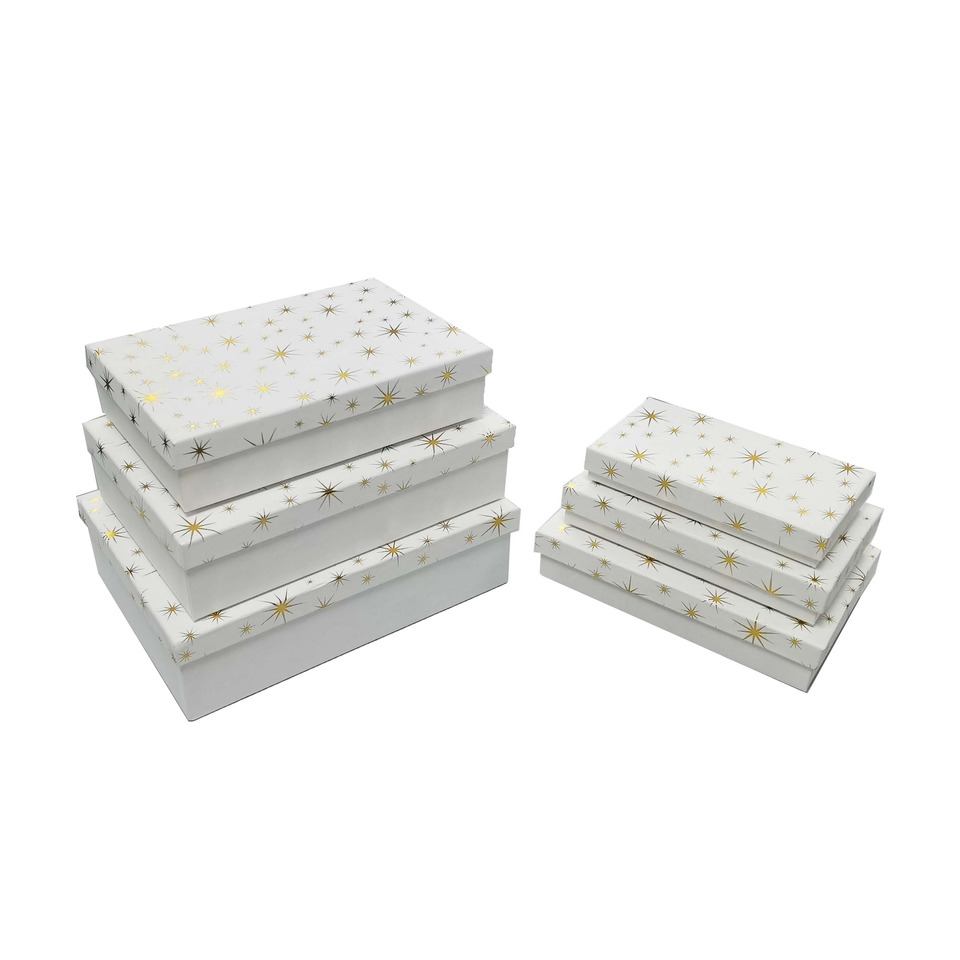 Geschenkkarton Goldsternchen, 6-teilig, Kraftpapier, weiß