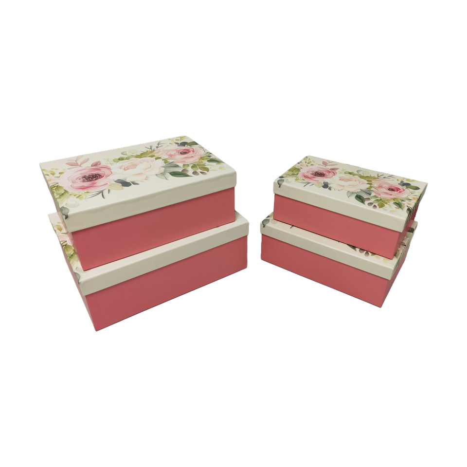 Geschenkkarton Pfingstrosen, 4-teilig, creme