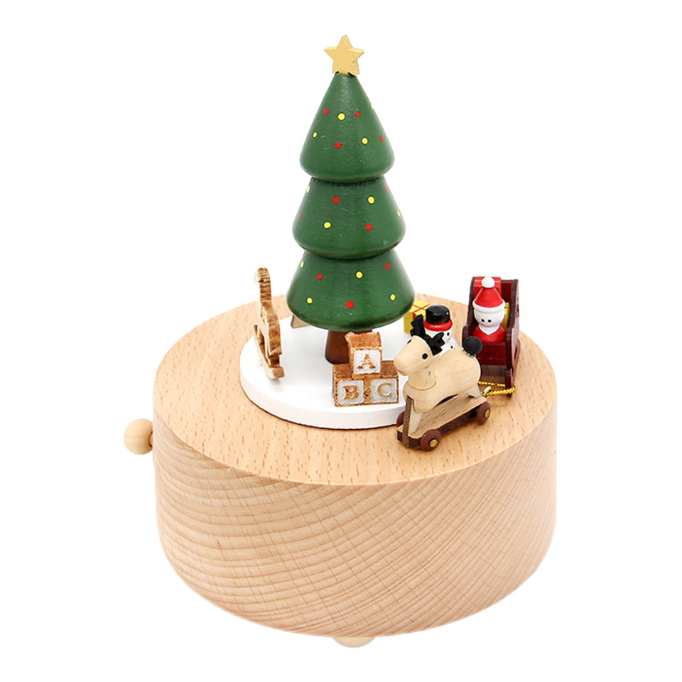 Spieluhr Santa Claus natur 11x11x16cm