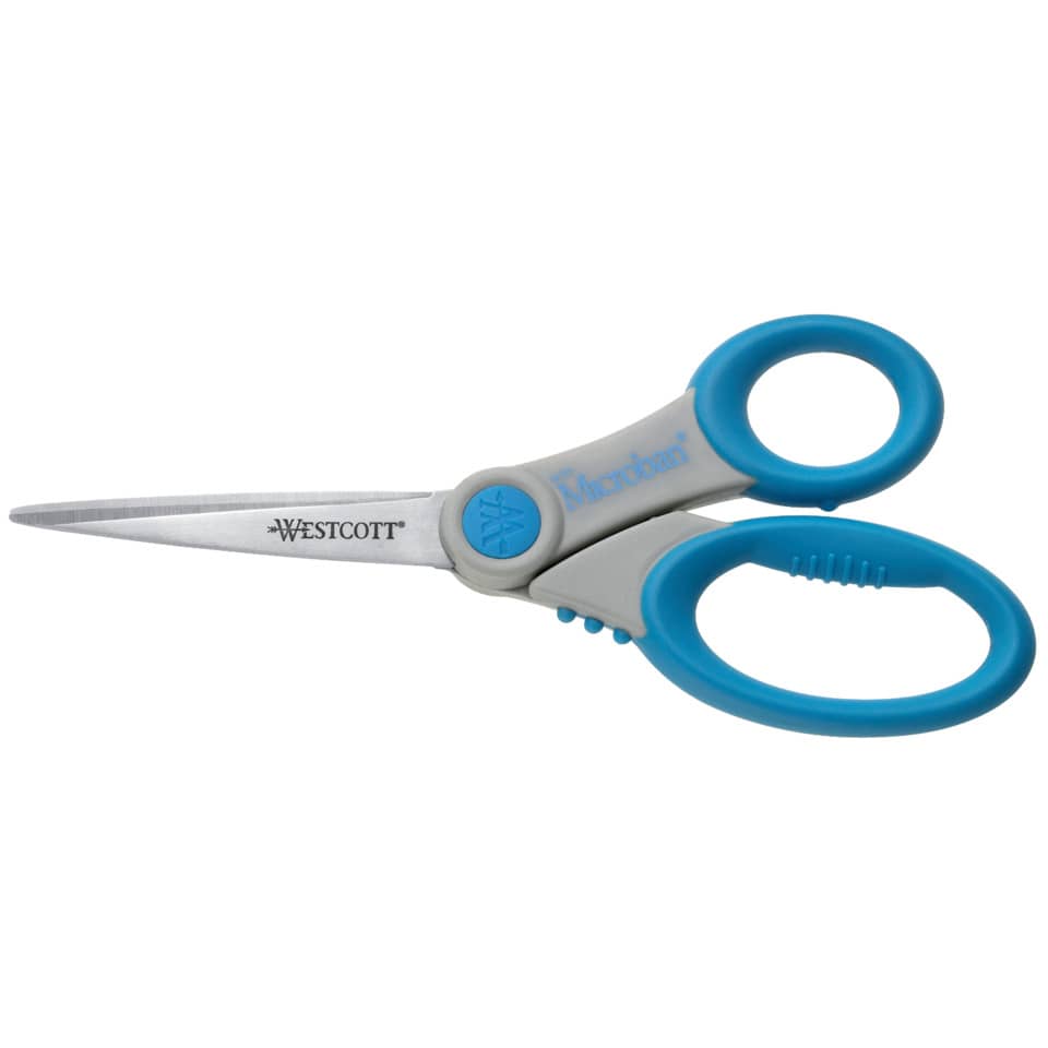 Schere Microban® Softgrip, rostfrei, asymmetrisch, grau/blau, 21 cm