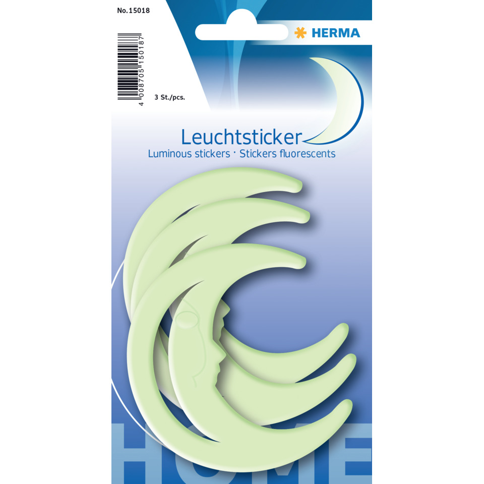 15018 Leuchtsticker Mond - 3 Stück, fluoreszierend